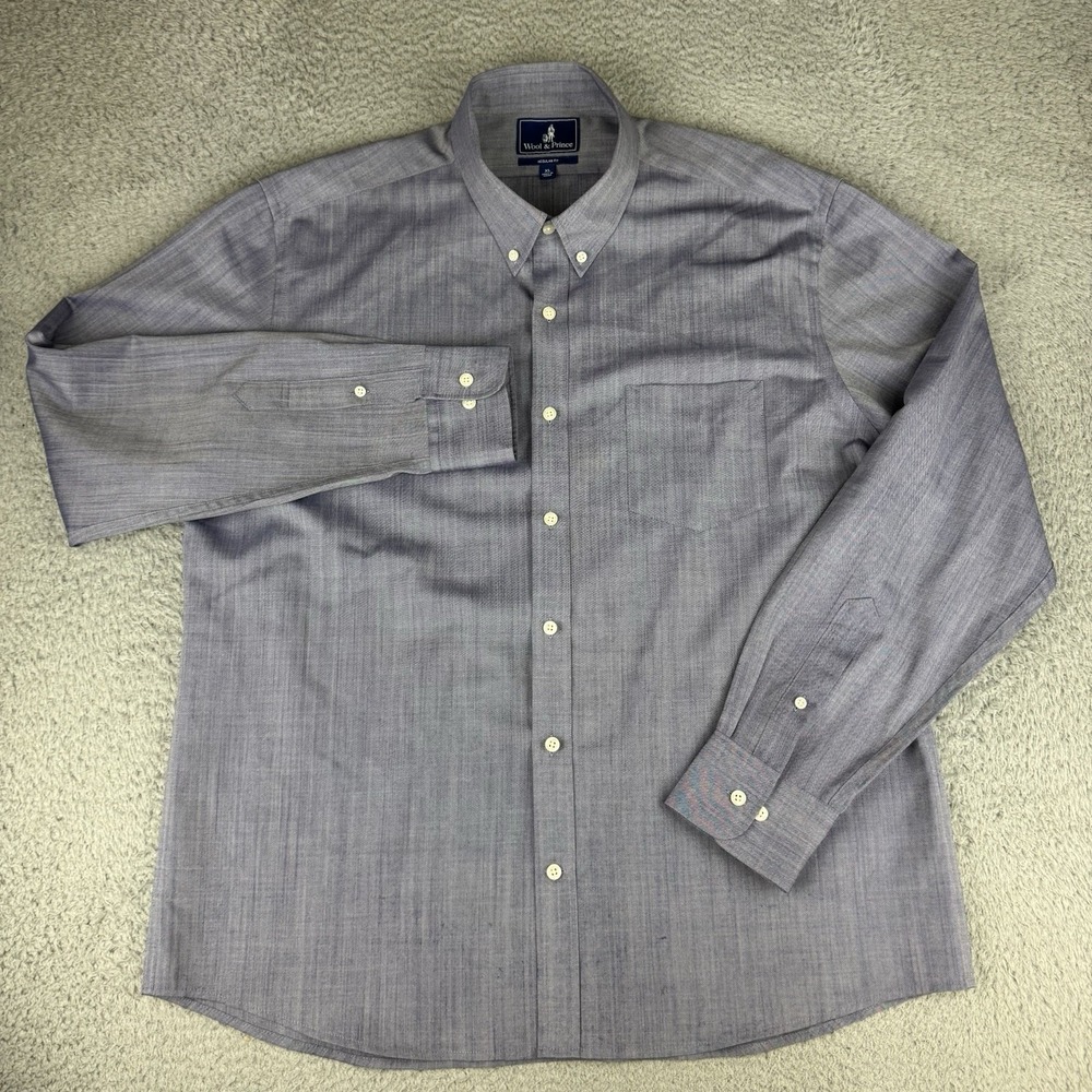 Wool & Prince Shirt Mens XL Luxury 100% Worsted Wool Regular Fit Work/Date Night